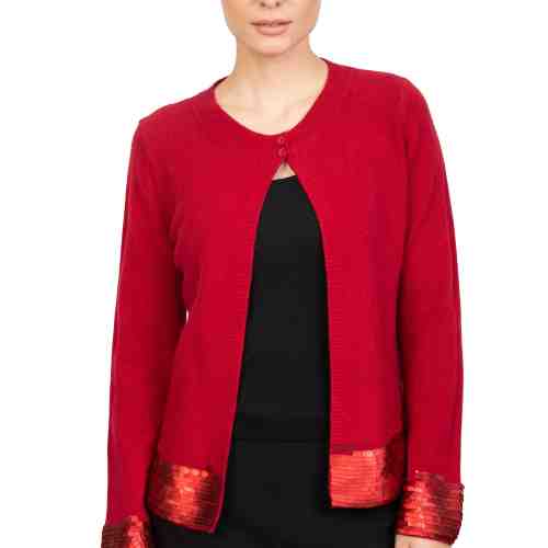 Pulover jacheta grena cu insertie paiete 60176 GR