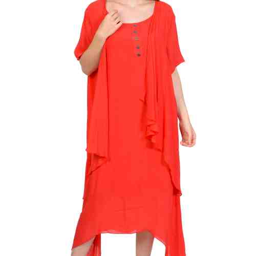 Rochie asimetrica de vara rosie 576R