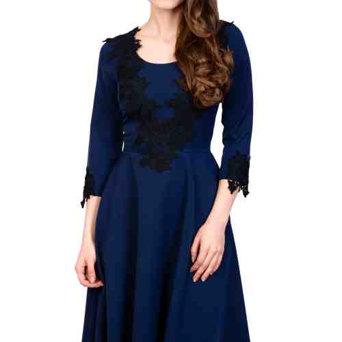 Rochie bleumarin cu broderie aplicata BC218 BM