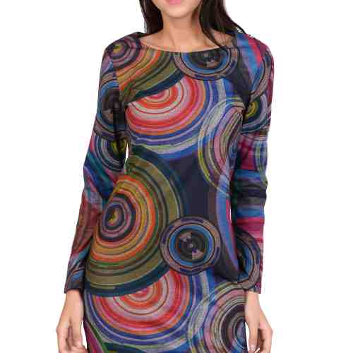 Rochie bleumarin cu imprimeu cercuri 202391 BM