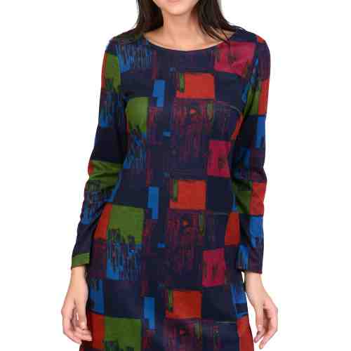 Rochie bleumarin cu imprimeu geometric 202397 BM
