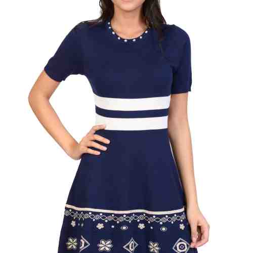 Rochie bleumarin tricotata P236 BM