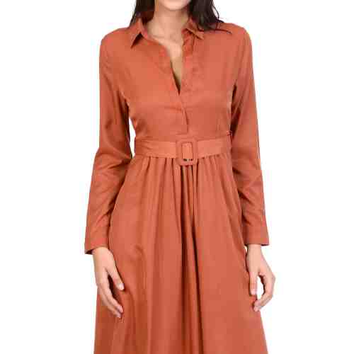 Rochie caramizie uni stil camasa X1835 C