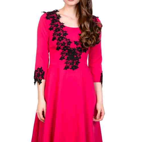 Rochie ciclame cu broderie aplicata BC218 C