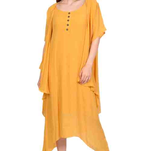 Rochie de vara asimetrica mustar 576M