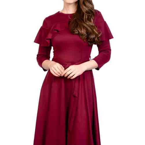 Rochie grena cu volan bust BC216 GR