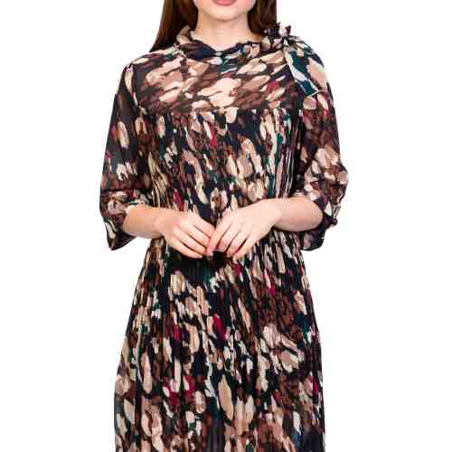 Rochie maro cu imprimeu tomnatic 18552 M