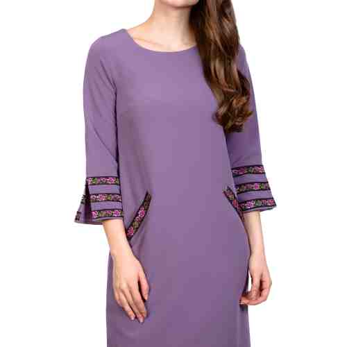 Rochie mov cu benzi florale BC222 M