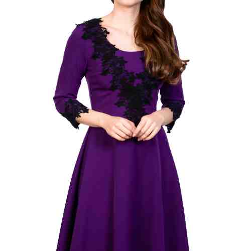 Rochie mov cu broderie aplicata BC218 M