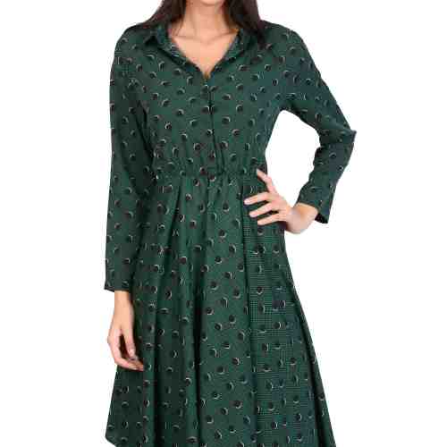 Rochie stil camasa verde in colturi 11227 V