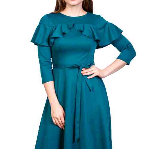 Rochie turcoaz cu volan bust BC216 T