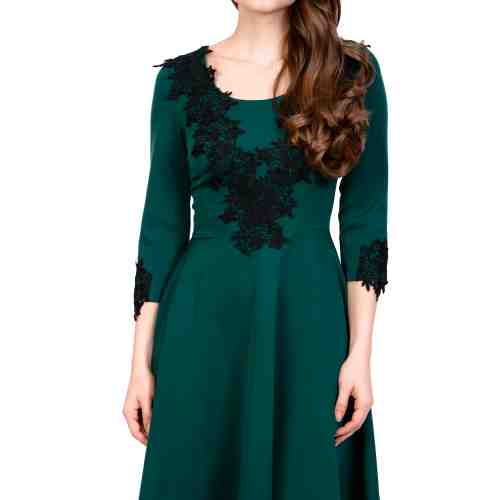 Rochie verde cu broderie aplicata BC218 V