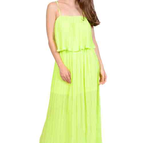 Rochie verde neon de vara cu bretele 2460