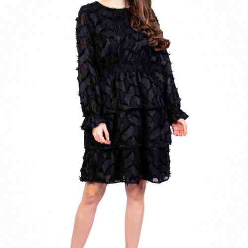 Rochie neagra cu volane 3196 NG