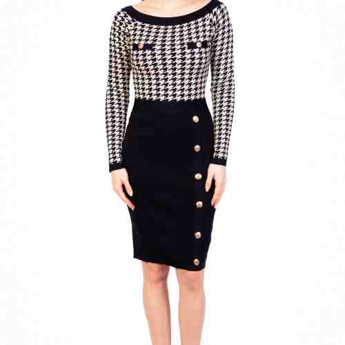 Rochie tricotata picior de cocos 5016-6 N/B