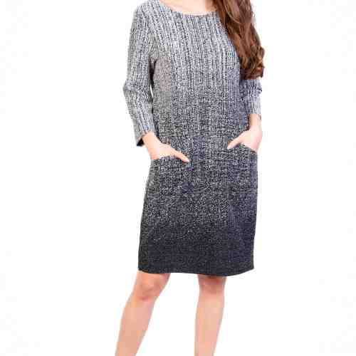 Rochie gri dreapta cu buzunare BC225 G