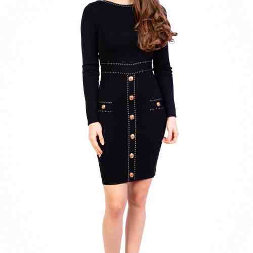 Rochie neagra cambrata 5029-6 NG