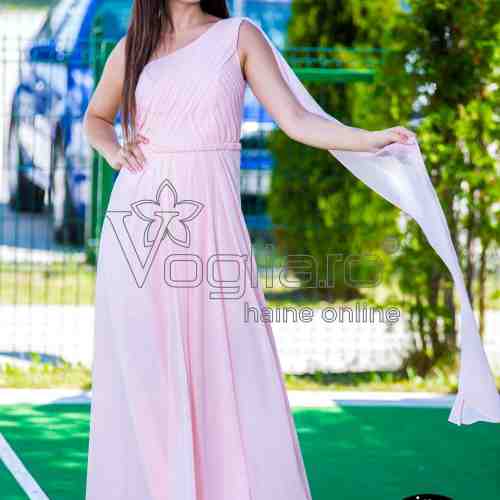 ROCHIE LUNGA ELEGANTA DIN VOAL ROSE