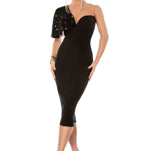 ROCHIE NEAGRA MIDI CU PERLE