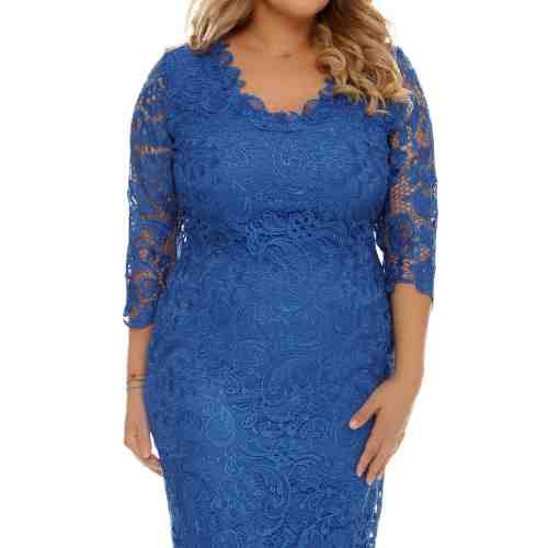 ROCHIE PLUS SIZE MIDI ALBASTRA