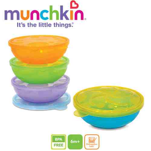 Set 4 castroane cu capac Munchkin