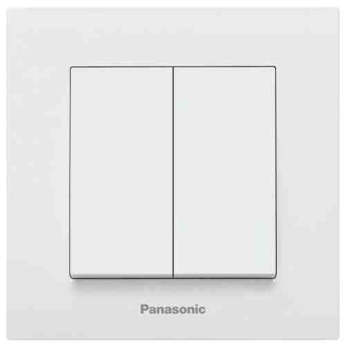 Comutator simplu alb cu 2 butoane, montaj incastrat, IP 20, Karre Plus Panasonic