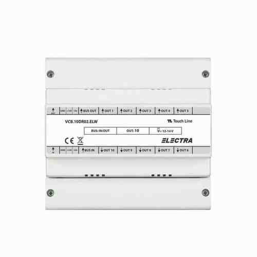 Doza derivatie video Electra a 10 iesiri, montaj sina DIN + RJ45, ALB
