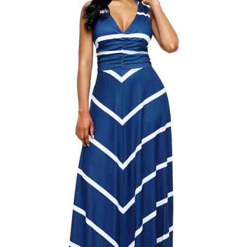 F597-441 Rochie lunga, neagra, stil maxi, fara maneci