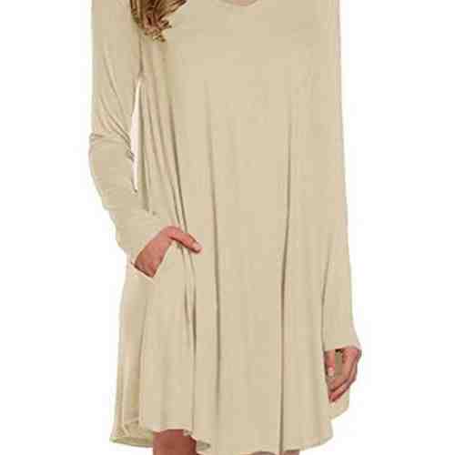 G611-15 Rochie casual pe un croi larg cu maneci lungi