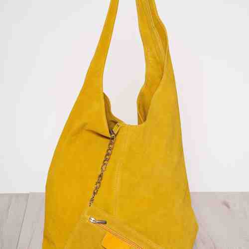 Geanta dama galbena casual cu manere de lungime medie si accesoriu inclus