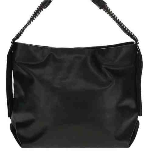 Geanta shopper neagra Nalí cu franjuri
