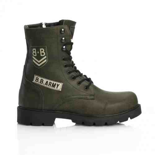 Ghete pentru barbati de iarna verzi cu siret model unic stil militar piele ecologica BB army