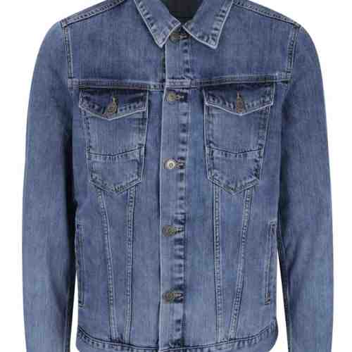 Jacheta albastra Cross Jeans din denim cu croi drept