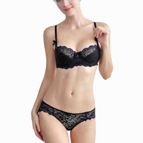 K600-1 Set sutien si chilot din dantela neagra