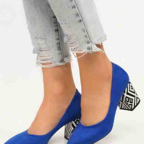 Pantofi cu toc Mosaic V1 Albastri