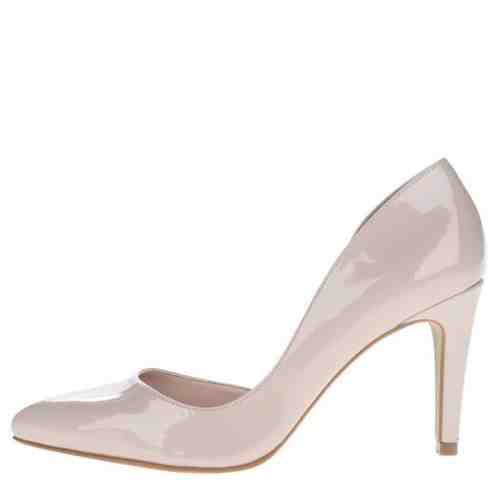 Pantofi stiletto bej OJJU cu aspect lucios