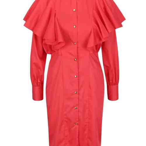 Rochie bodycon rosie cu volane ample - Closet 
