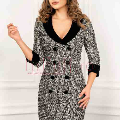 Rochie eleganta MBG din bucle cu decolteu petrecut
