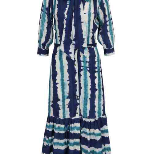 Rochie maxi albastru&verde Closet cu volane si model acuarela