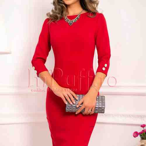 Rochie MBG din stofa groasa rosie cu croi drept