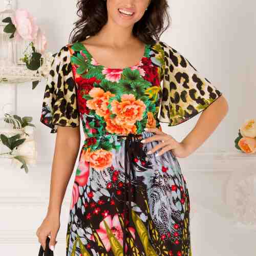 Rochie Moze de vara cu imprimeu divers multicolor