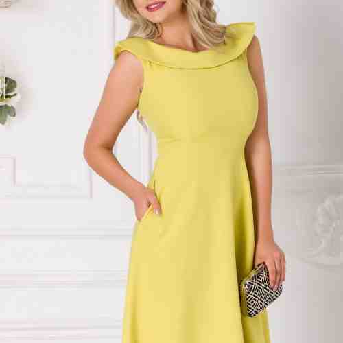 Rochie Moze galben fara maneci evazata