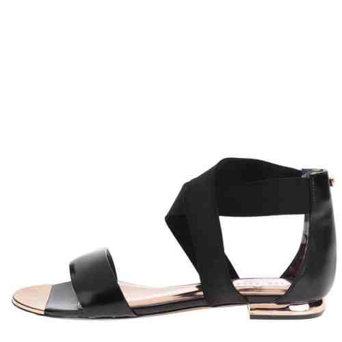 Sandale negre din piele Ted Baker Laana cu barete elastice