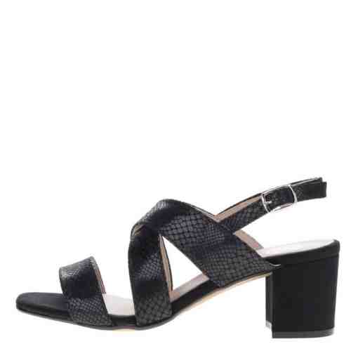 Sandale negre OJJU cu aspect de piele de sarpe