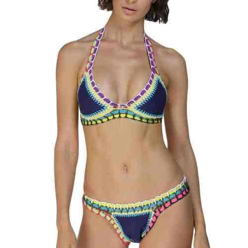 SW860-4 Costum de baie colorat, din neopren cu model crosetat