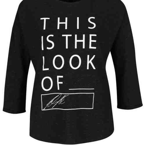 Tricou negru melanj cu print QS by s.Oliver